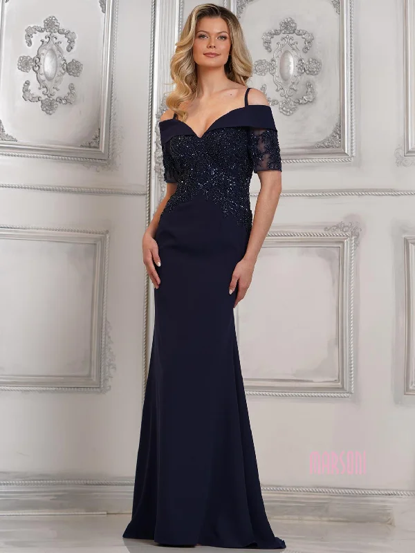 Marsoni MV1295 Fitted Long Formal Beaded Evening Dress