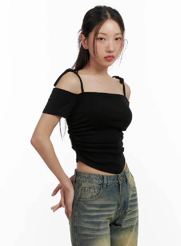 Shoulder Strap Off-Shoulder Crop Top CL431