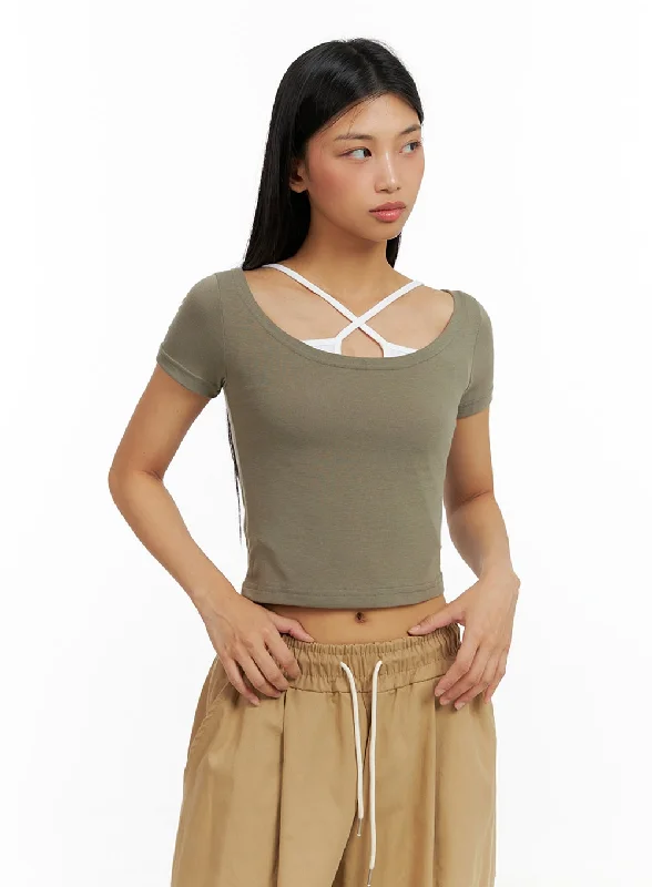 Slim U-Neck Crop Top IL419