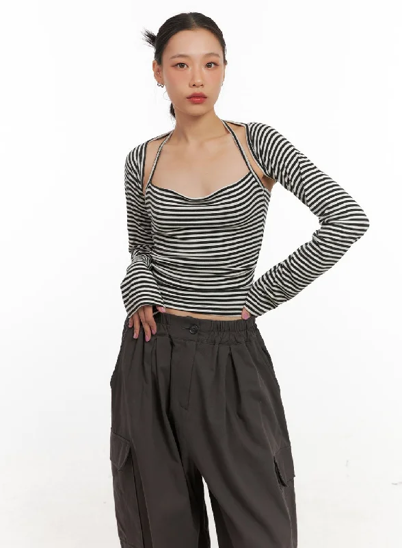 Stripe Bolero Crop Top CD410