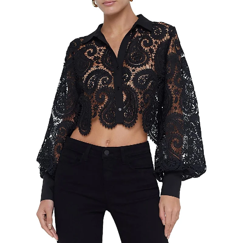 Womens Lace Collar Cropped