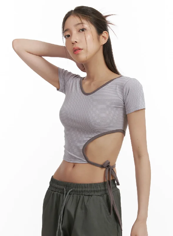 Side Cut Out Strap Crop Top OA429