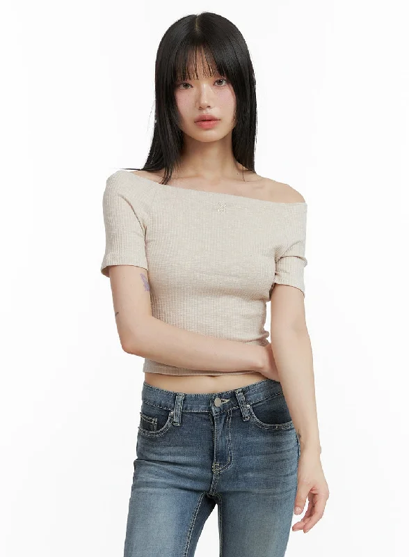 Basic Off Shoulder Crop Top CL403