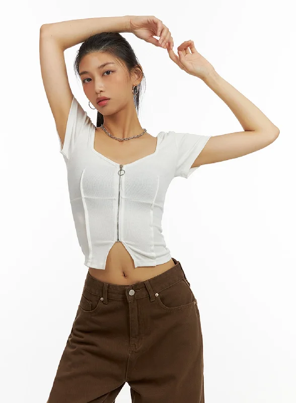 Zip-Up Crop Top IU412