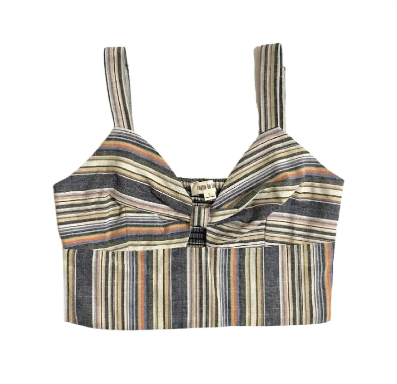 Women's Bra Striped Crop Top In Multicolor