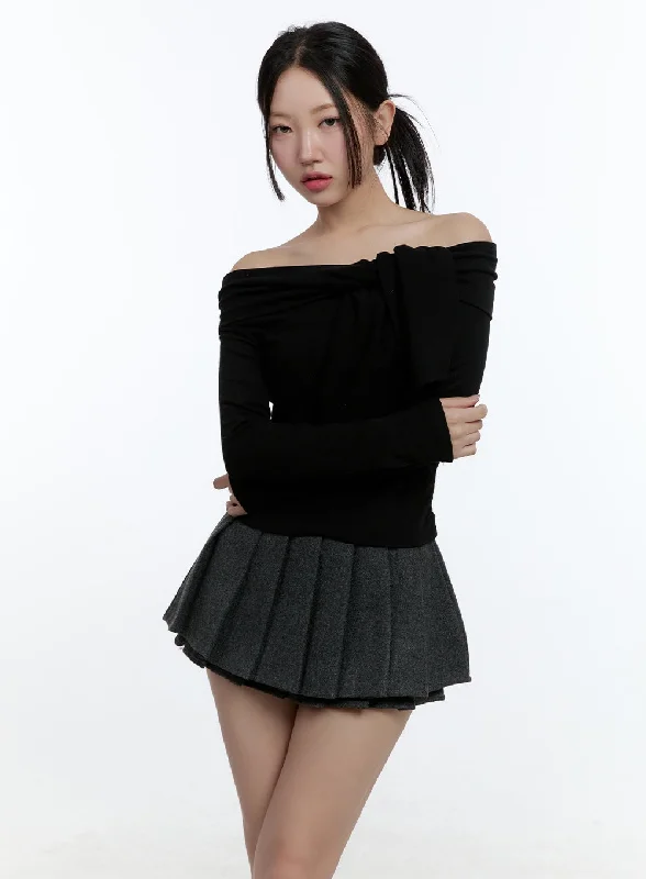 Off Shoulder Ribbon Crop Top CD423