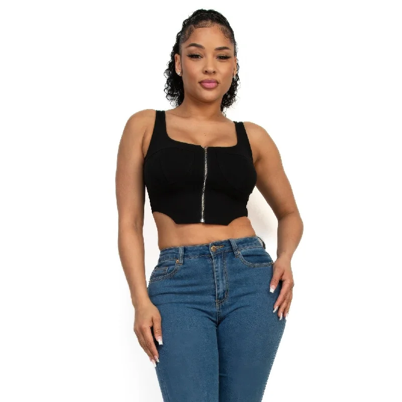 ZipUp Square Neck Crop Top