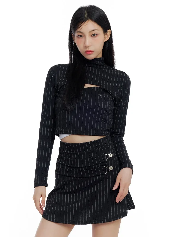 Striped Cut-Out Crop Top CO426