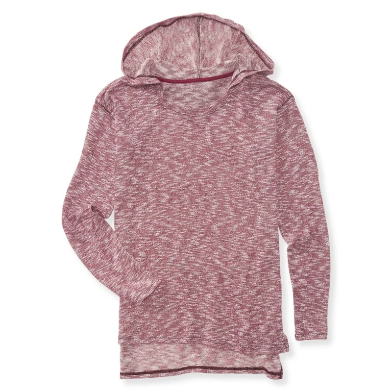 Aeropostale Womens Marled Knit Hooded Sweater, Red, X-Small