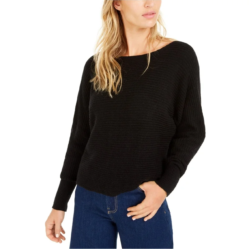 bar III Womens Jewel Neck Table Knit Sweater, Black, Medium