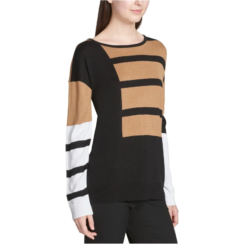 Calvin Klein Womens Colorblocked Knit Sweater, Black, X-Large