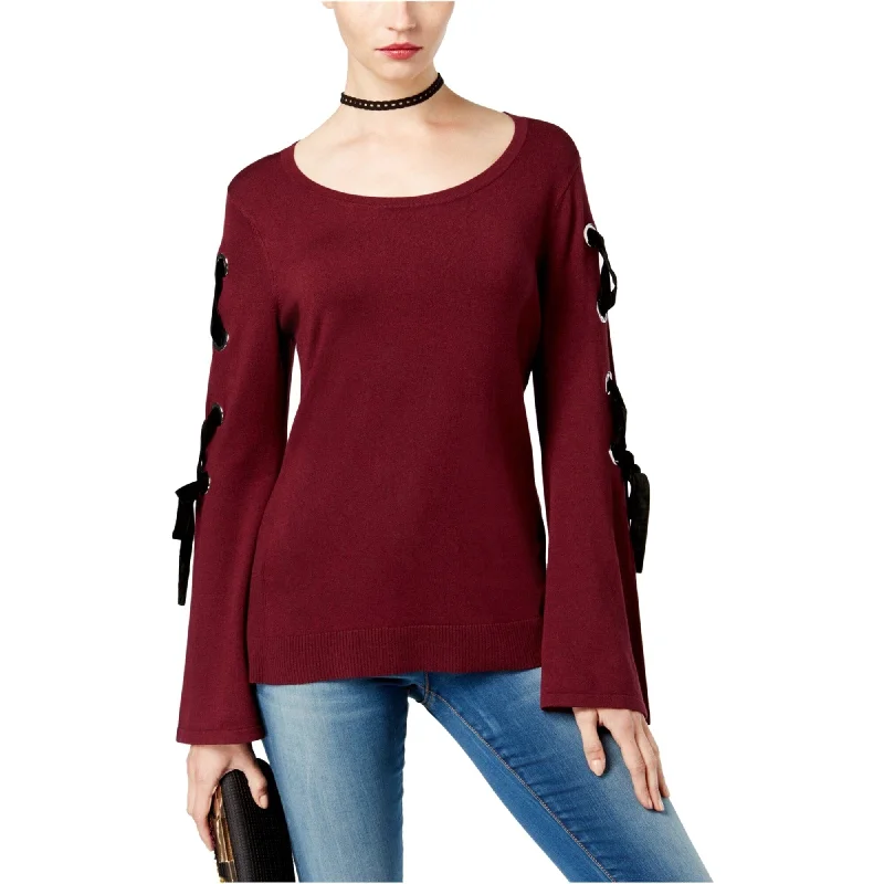 I-N-C Womens Velvet Knit Sweater, Red, Small