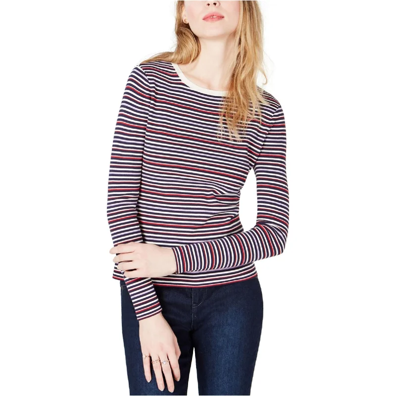 Maison Jules Womens Crew-Neck Striped Knit Sweater