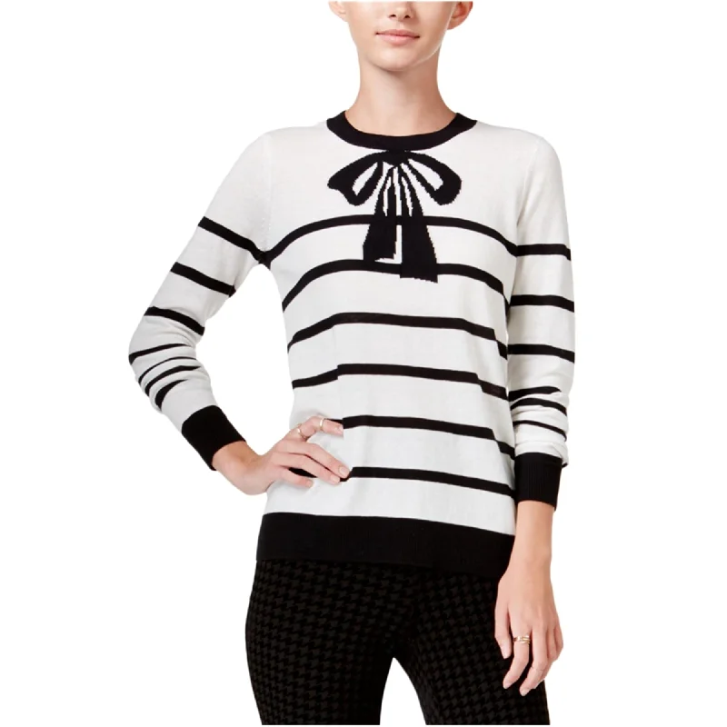 Maison Jules Womens Striped Bow Knit Sweater