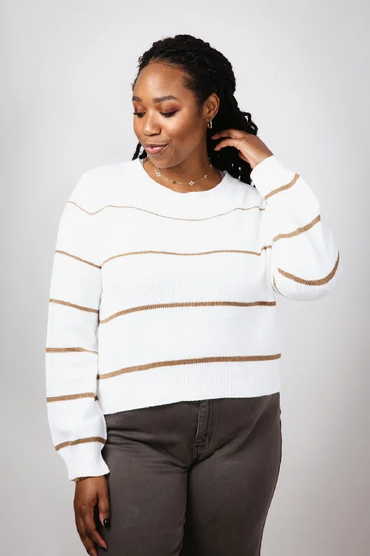 Miracle Striped Sweater for Women in White Caramel | F140-WHITECARAMEL