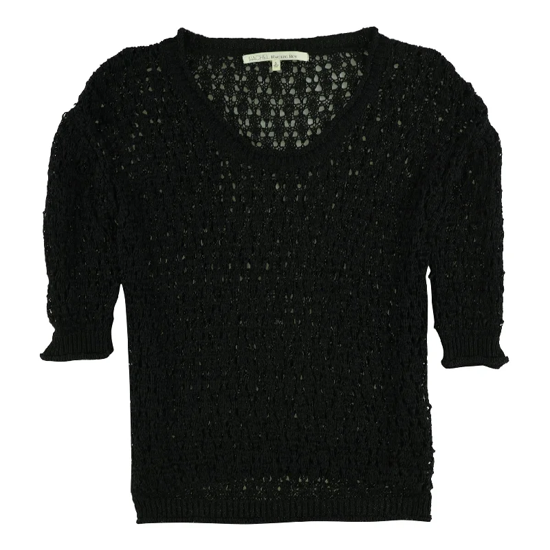 Rachel Roy Womens Crochet Knit Sweater, Black, Small