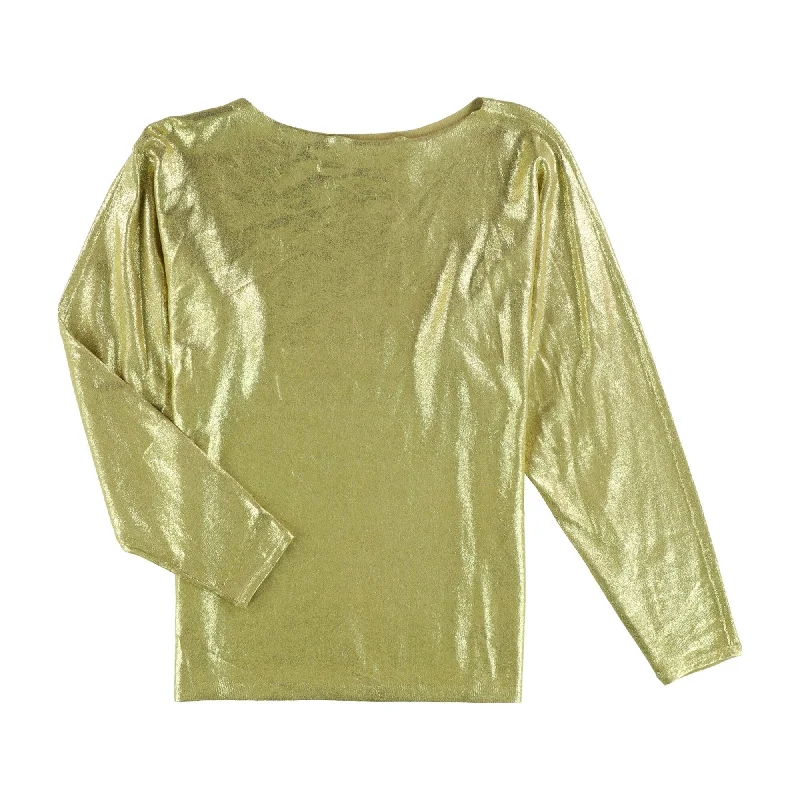 Ralph Lauren Womens Dolam Sleeve Knit Sweater, Metallic, X-Large