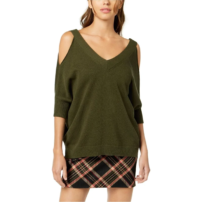 Trina Turk Womens Cold-Shoulder Knit Sweater, Green, Medium