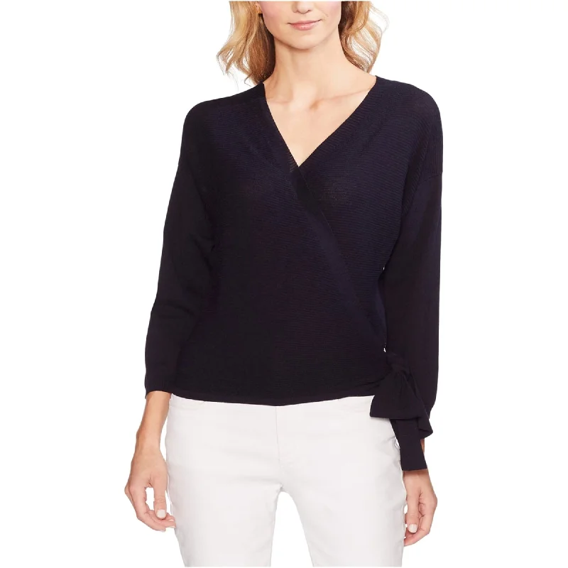 Vince Camuto Womens Sweater Wrap Blouse, Blue, Medium