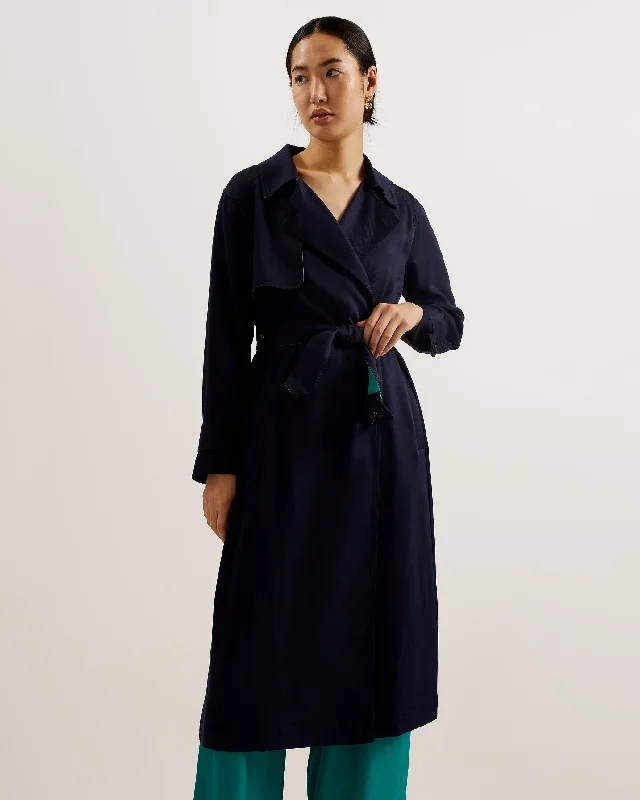 Biferno Colour Block Trench Coat Navy