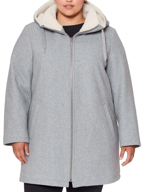 Plus Womens Wool Hooded Walker Coat