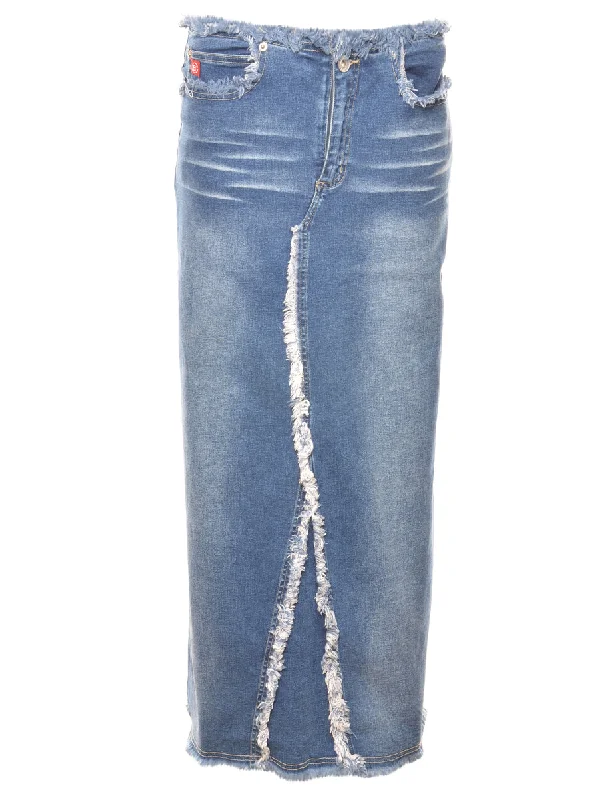 Frayed Edge 1990s Denim Skirt - M