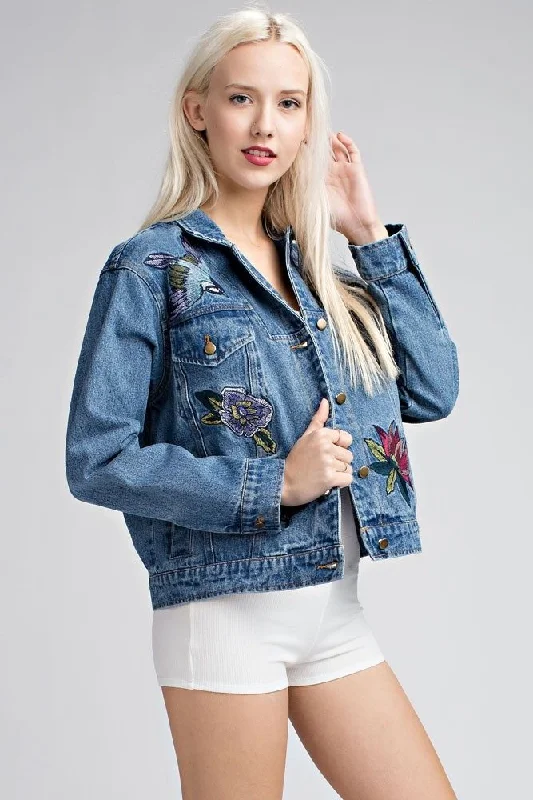 Honey Punch Embroidered Denim Jacket AT0048