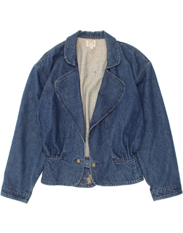 VINTAGE Womens Denim Jacket IT 44 Medium Blue Cotton