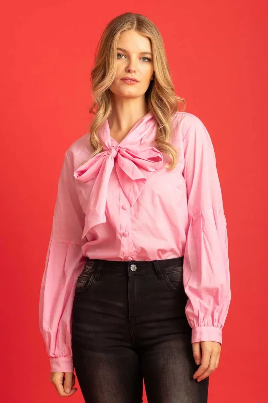 Angelina Bow Shirt Pink Cotton