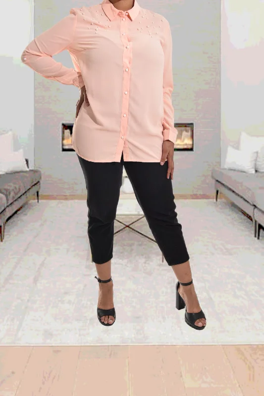 Peach Pearl Detail Shirt