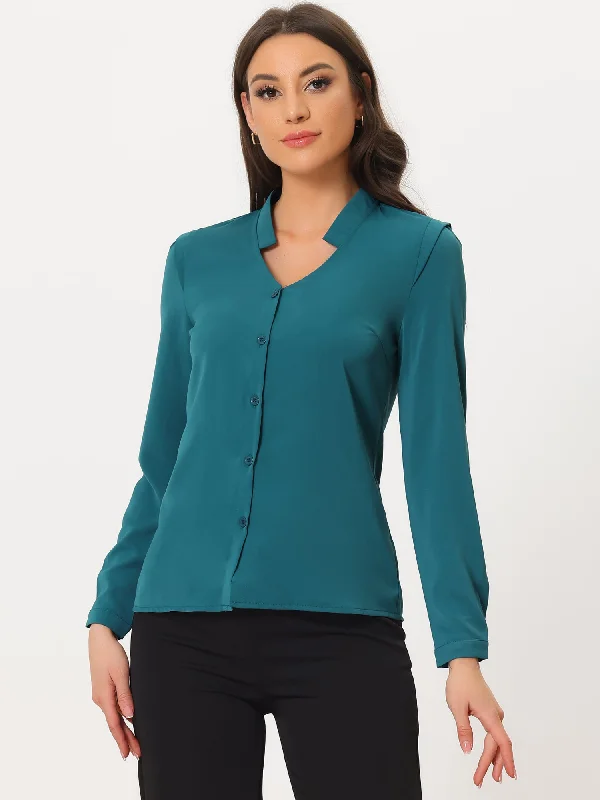 Work Office Button Up Long Sleeve Chiffon Shirt