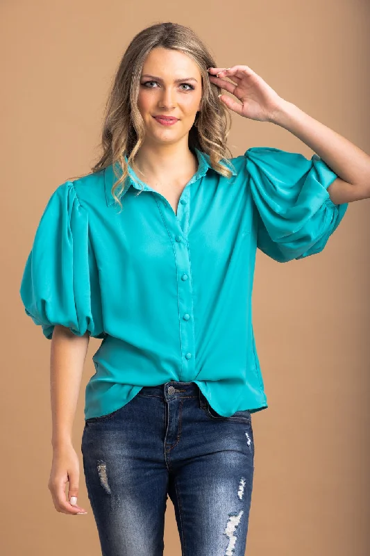 Toni Puff Sleeve Shirt Teal