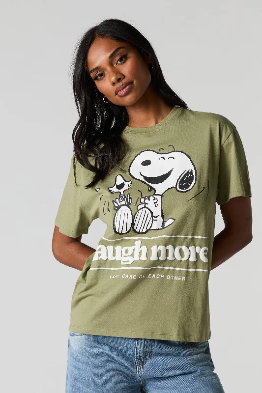 Laugh More Snoopy Graphic Boyfriend T-Shirt