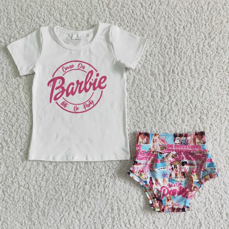 barbie white T-shirt briefs Set GBO0028