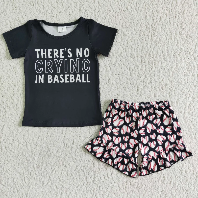 baseball black T-shirts Shorts Sets GSSO0023