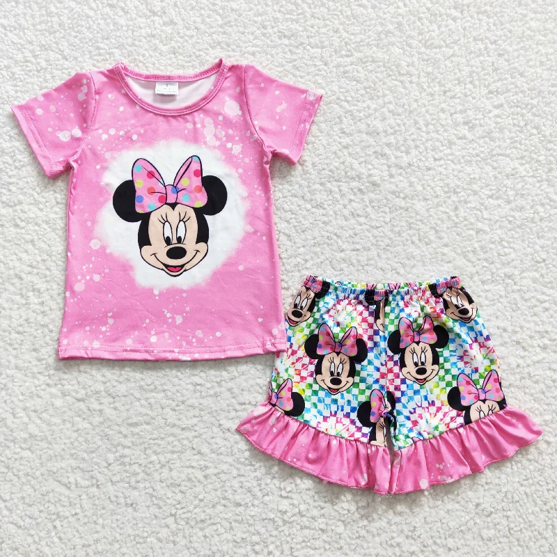 girls cartoon t-shirt shorts set GSSO0163