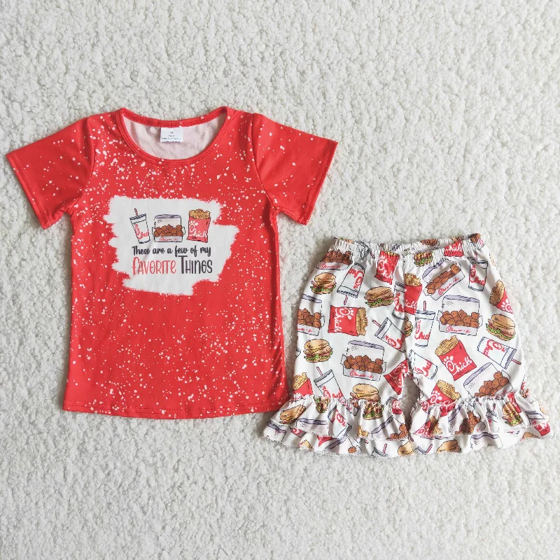 girls hamburger t-shirts Shorts Sets C15-23