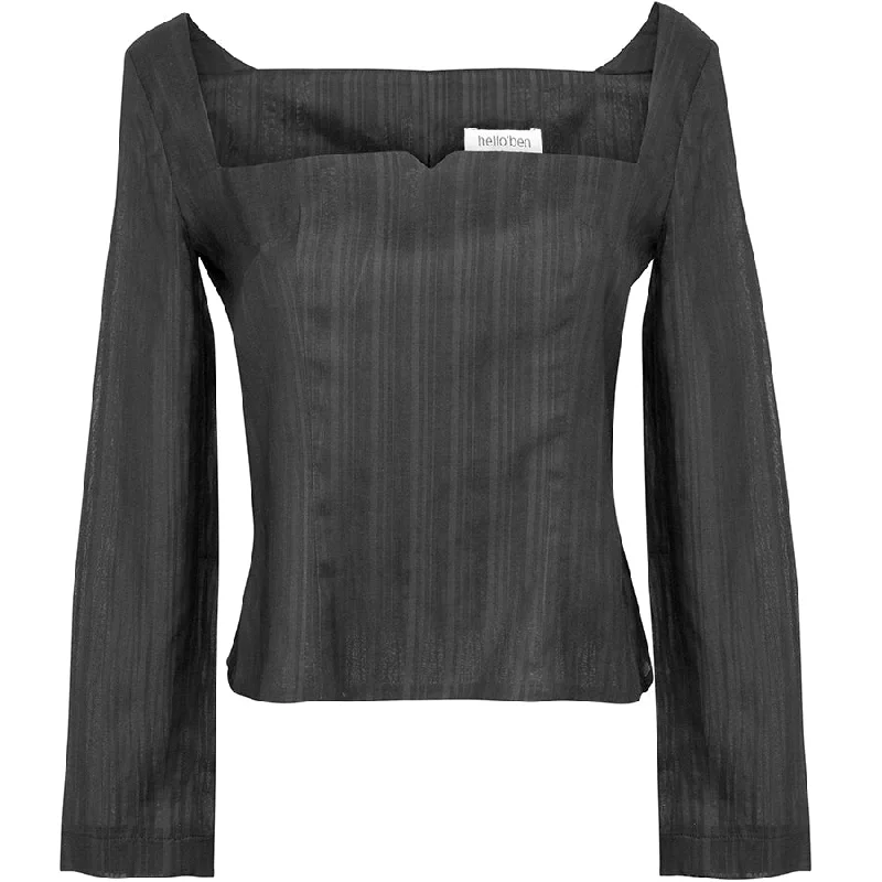 LONG SLEEVE BAMBOO SILK BLOUSE IN BLACK 01/4