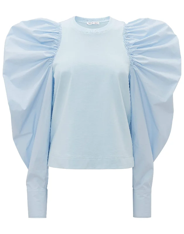 Baby Blue Ruched Long Sleeve Top