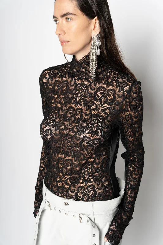 BLACK LACE LONG SLEEVE TOP