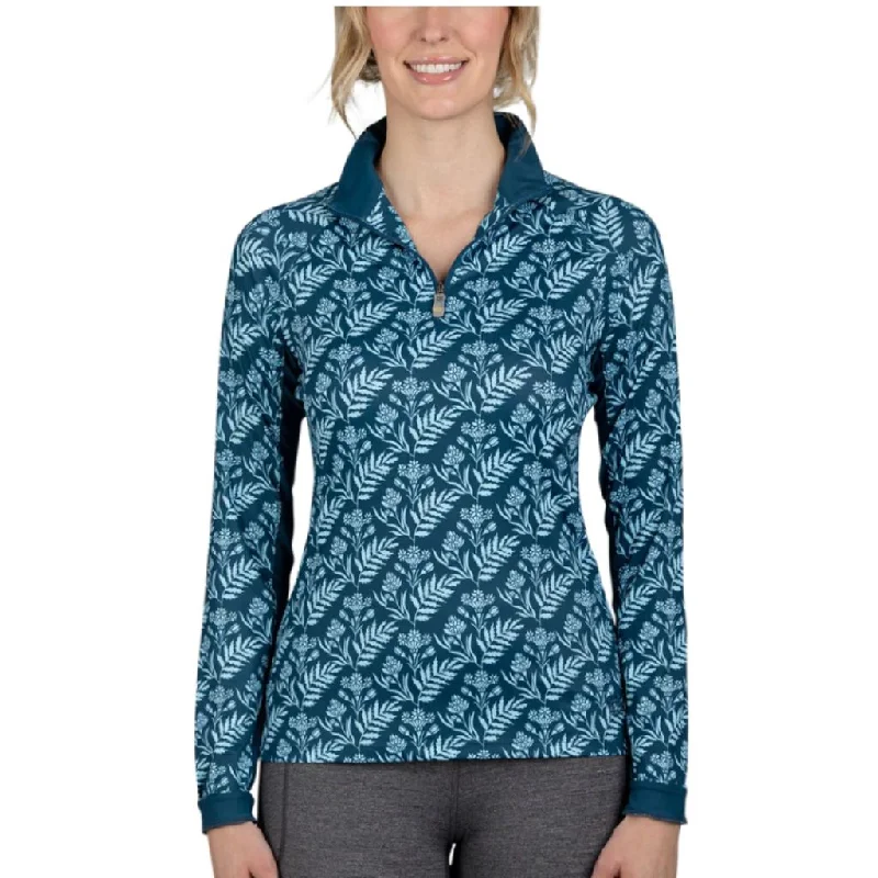 Kastel Denmark Botanical Print Long Sleeve Baselayer Sailor Blue