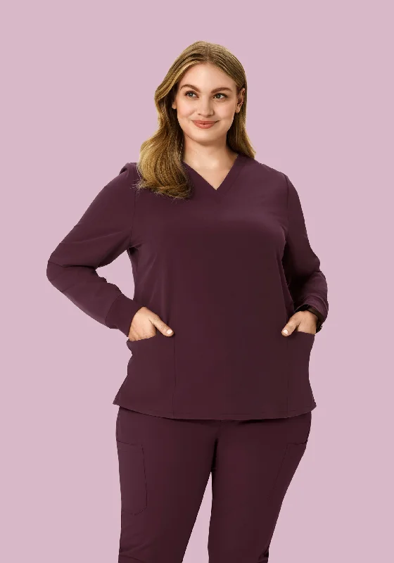 Long Sleeve 6 Pocket Top Merlot