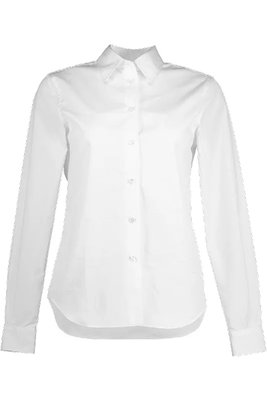 Long Sleeve Cotton Blouse - White