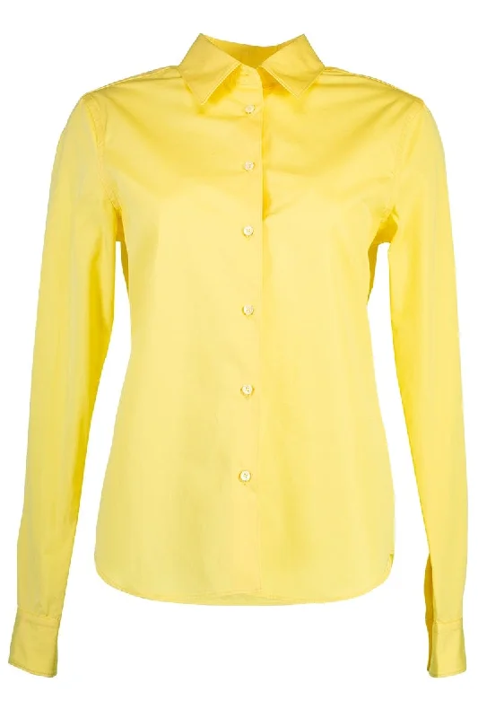 Long Sleeve Cotton Blouse - Yellow