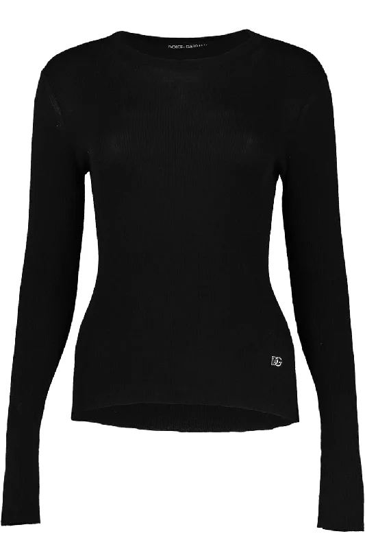 Ribbed Long Sleeve Top with DG Metal Logo