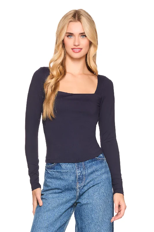 square neck long sleeve top