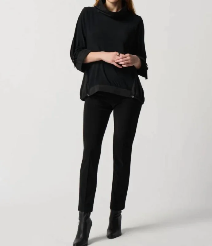 Color Block Long Sleeve Top In Black Alpine