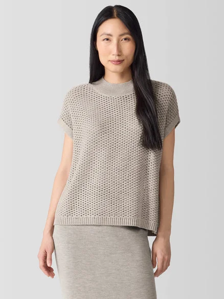 Eileen Fisher Merino Mock Neck Top in Regenerative Wool