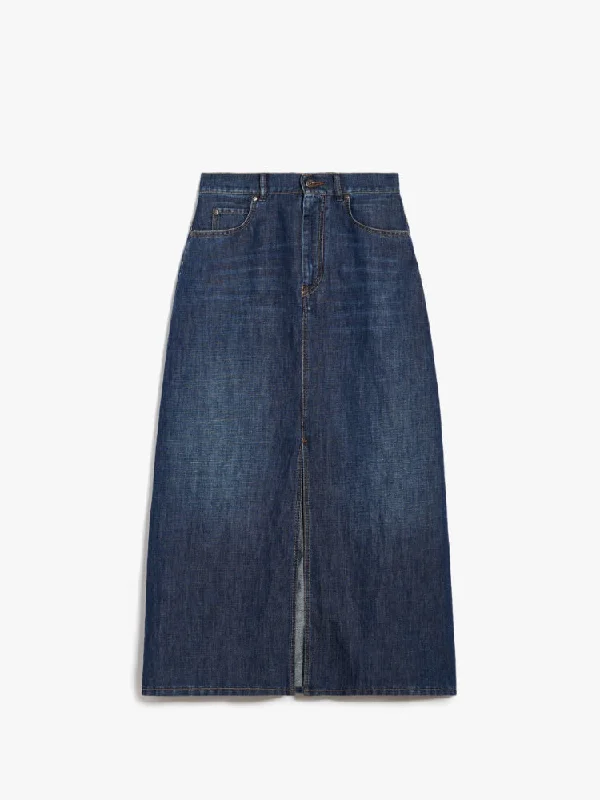 Max Mara Gelda Cotton Denim and Linen Skirt