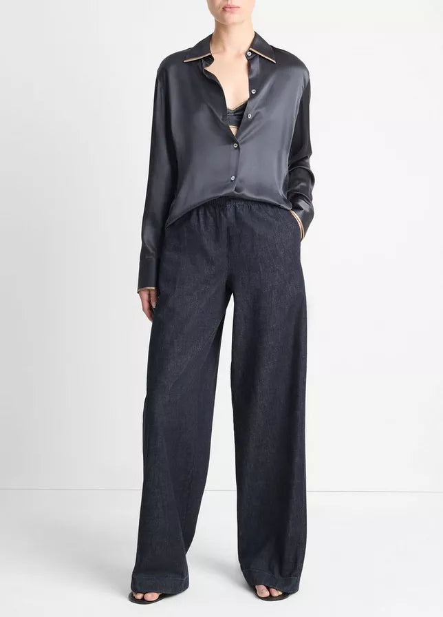 Vince Cotton Low-Rise Wide-Leg Pant